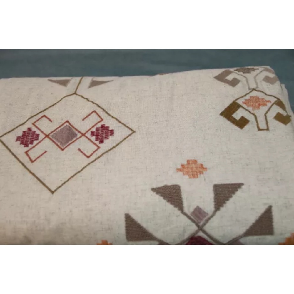 Bohemian/Boho 68"x90" Global Caravan Tassel Embroidery Natural Twin Duvet Cover - Picture 2 of 3